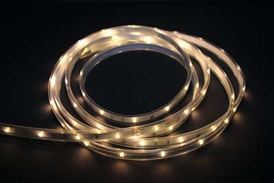 LED-Lichtschlauch mit 30 LED/m, 12V, dimmbar, warmweiß, 3090 K, IP67, mit 0,5 m Anschlußkabel, Länge 14 m