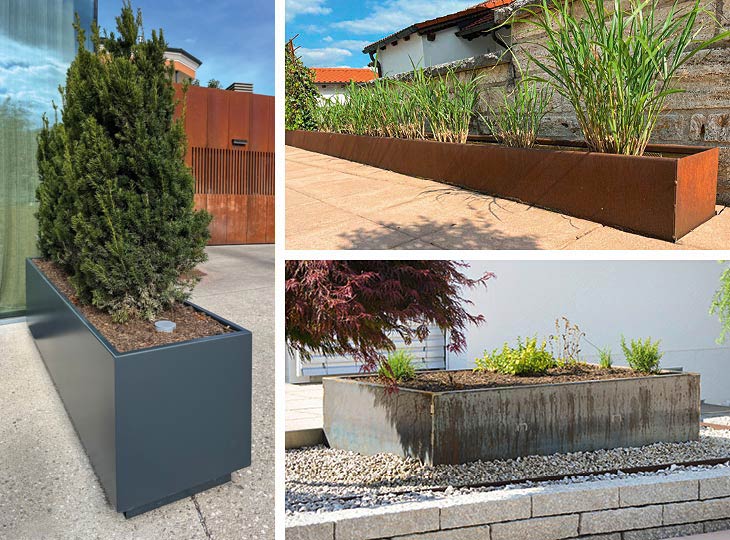 Moderne Gartengestaltung mit Cortenstahl Beispiele